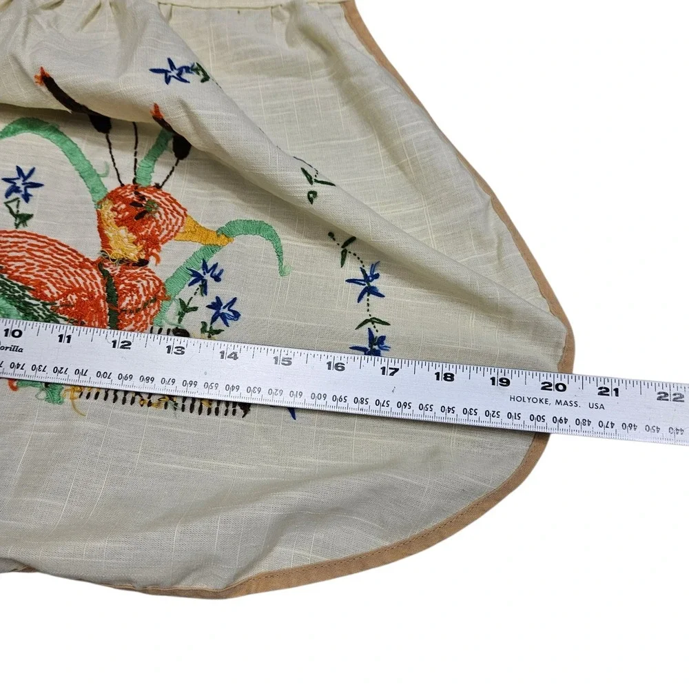 Vintage 80s Duck Embroidered Half Apron‎ Cottagecore Floral Kitchen Tie  Cabin